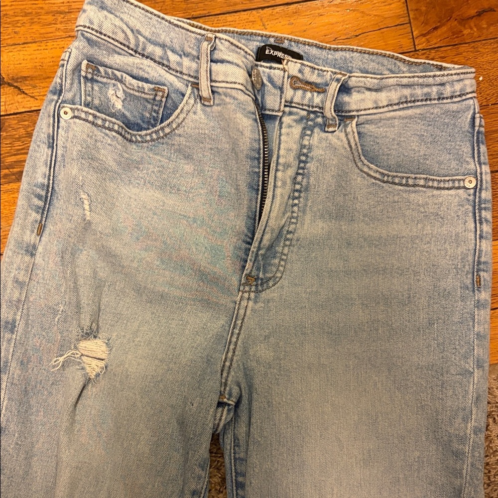 Express Light Blue Straight Leg Jeans